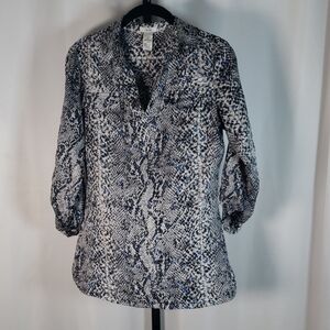 Cache Blue and Gray‎ Snakeskin Print Blouse - SZ XS